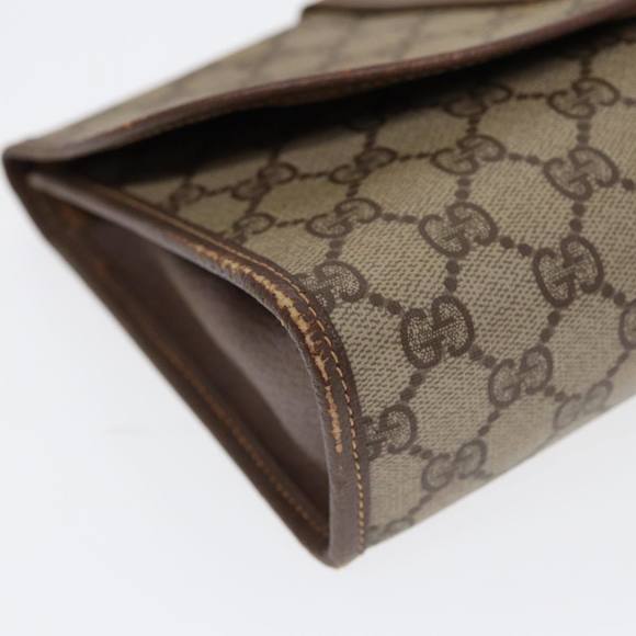 GUCCI GG Supreme Web Sherry Line Clutch Bag PVC Beige Red 89 01 030 Auth 86403 - Picture 15 of 16